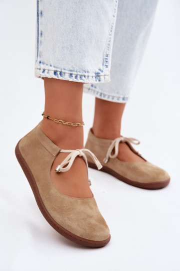 Haut Ballerinas aus INildleder Barefoot mit Riemen Zazoo 021 Beige 2
