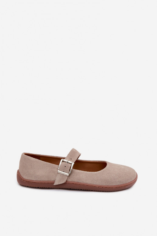 Kaffee Veloursleder-Ballerinas Zazoo 316