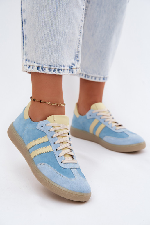 Zazoo N1068 aus INildleder Niedrig Sneakers Stilvollllschuhe Feminin hellblau