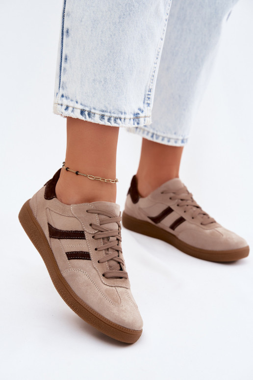 Haut aus INildleder Sneakers Stilvollllschuhe Feminin Zazoo N1176S2 Beige