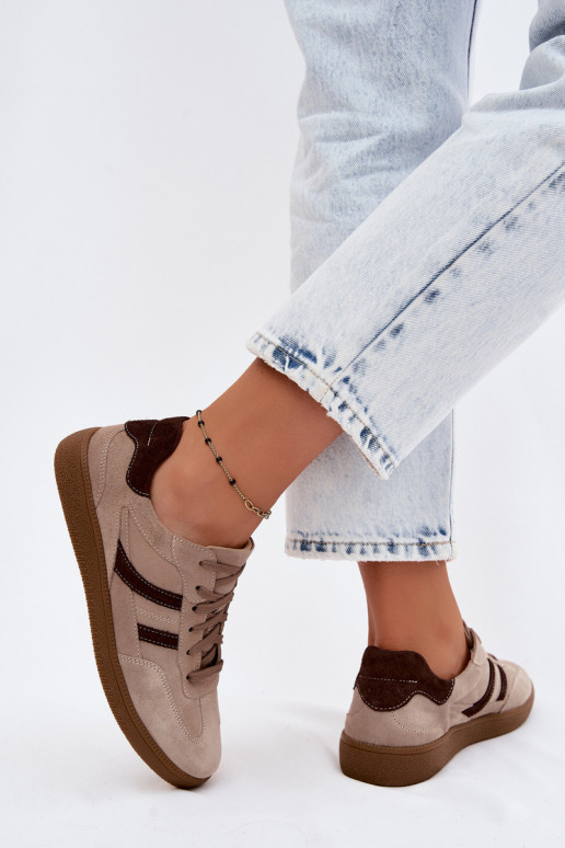 Haut aus INildleder Sneakers Stilvollllschuhe Feminin Zazoo N1176S2 Beige