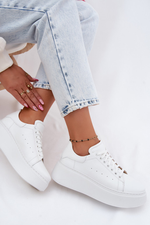 Haut Sneakers Stilvollllschuhe Feminin mit einer Plattform Zazoo N408S2 Zueiße Farbe