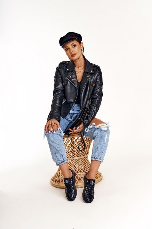 Ledersneaker für Damen Big Star schZuarze Farbe V274871