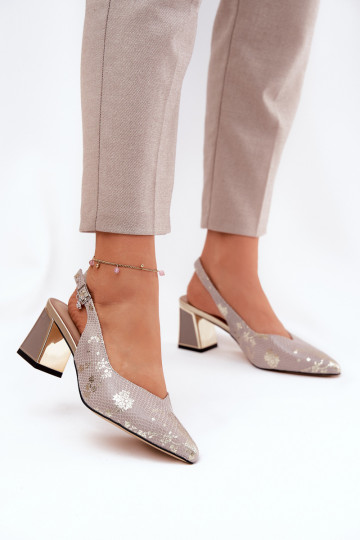 Haut Damen-Sandalen mit hohen Absätzen Ze Szpiczastymi Noskami Vinceza 66733 Gold-Silberfarbe 2