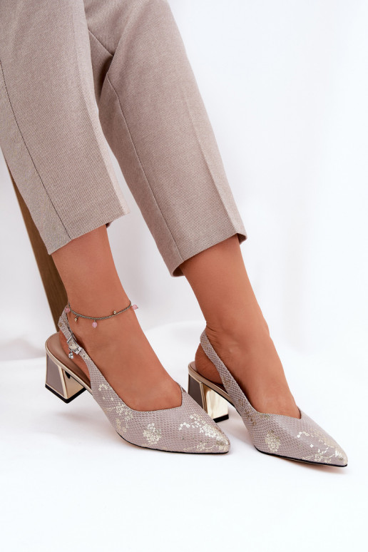 Damen High Heel Sandalen mit spitzen Zehen gold-silber Vinceza