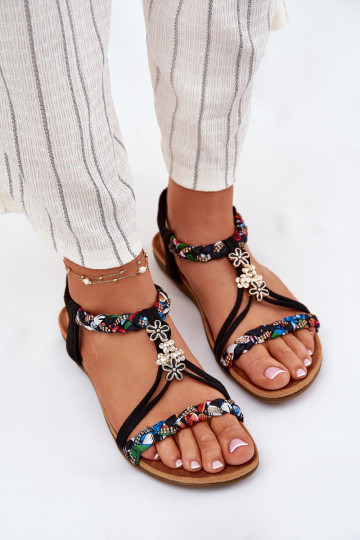 Damen schwarze Sandalen mit Riemen Nusoreth