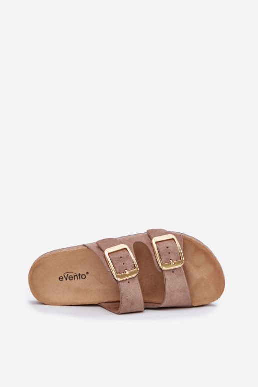 Damenhausschuheaus Öko-INildlederu goldene Farbe mit Schnallen Beige Vorella