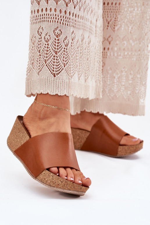 Zazoo 40291 Lederhausschuhe Feminin Ermöglicht KorkoZuym Koturnie braune Farbe