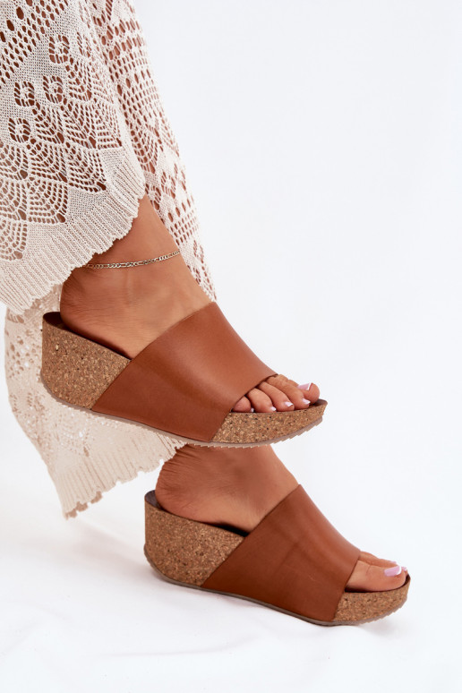 Zazoo 40291 Damen braune Lederslipper auf Korksohle