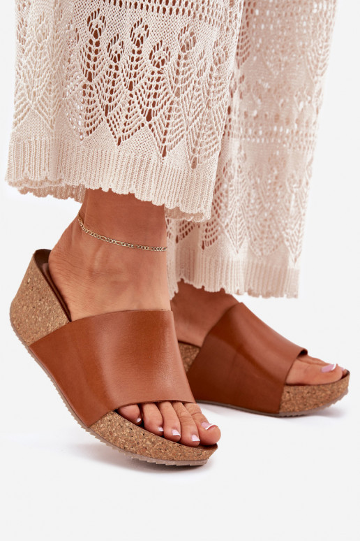 Zazoo 40291 Lederhausschuhe Feminin Ermöglicht KorkoZuym Koturnie braune Farbe