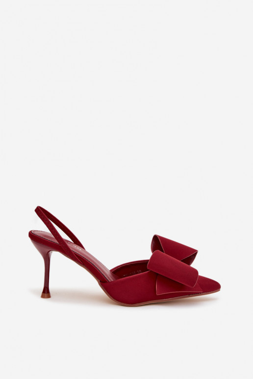 Bordeaux High Heels mit offener Ferse und Schleife Eklevia