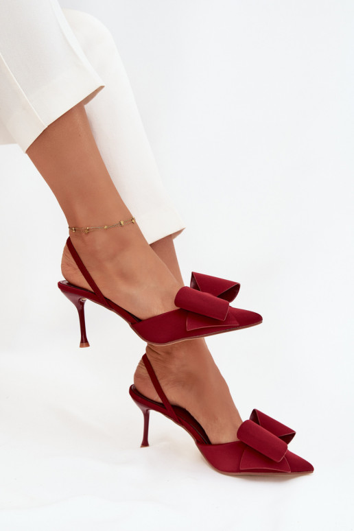 Bordeaux High Heels mit offener Ferse und Schleife Eklevia