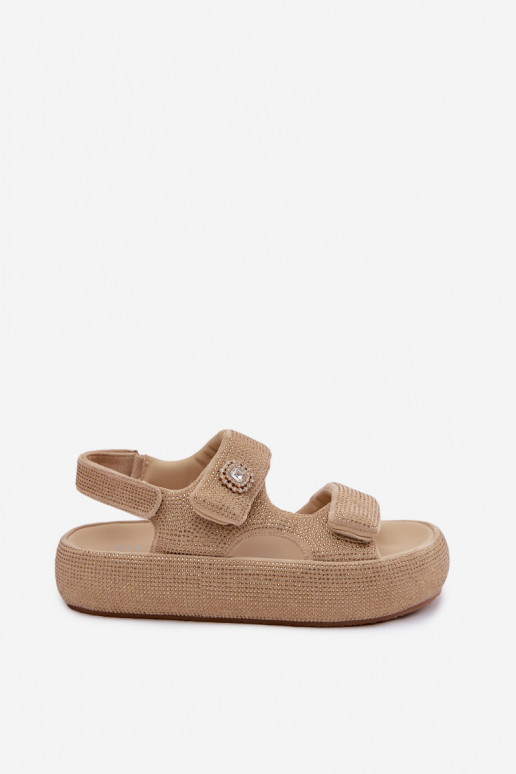 Dekorierte Damen-Platformsandalen GOE TT2N4101 sandfarben