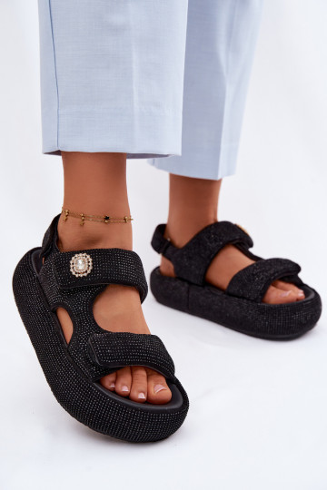 Dekorierte Damen-Platformsandalen GOE TT2N4102 schwarz