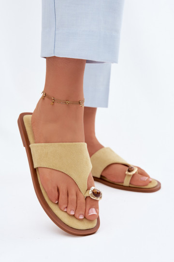 gleichschenklig Hausschuhe Hausschuhe Feminin Mit Dekorationen Detalem gelbe Farbe Fedira 2