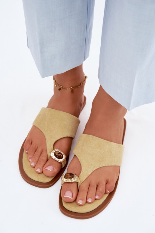 gleichschenklig Hausschuhe Hausschuhe Feminin Mit Dekorationen Detalem gelbe Farbe Fedira