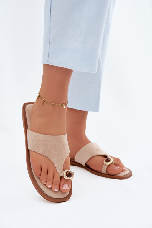 gleichschenklig Hausschuhe Hausschuhe Feminin Mit Dekorationen Detalem Beige Fedira