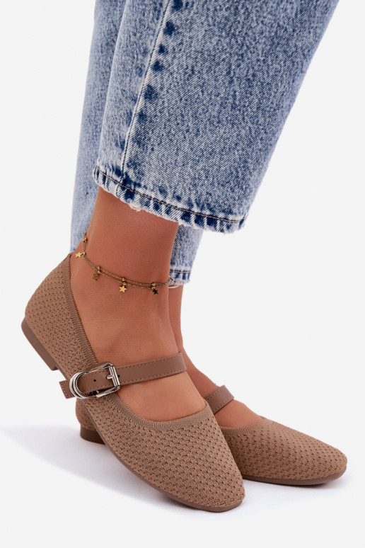 Stoff ballerinas mit Riemen und Schnallen khaki Jelisa