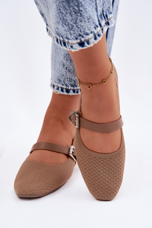 Stoff ballerinas mit Riemen und Schnallen khaki Jelisa