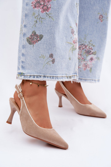 Damen Sandalen mit dünnen Absätzen in Sandfarbe Relmira