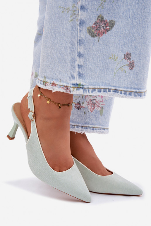 Damensandalen mit dünnen AbsätzenLamóZuką Mintfarbe Relmira