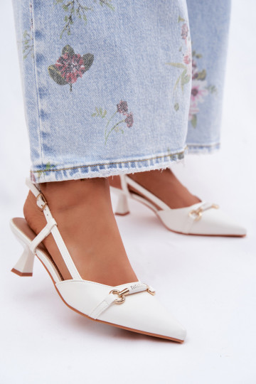 Damen Sandalen mit spitzen Absätzen in weißer Farbe Felessa 2