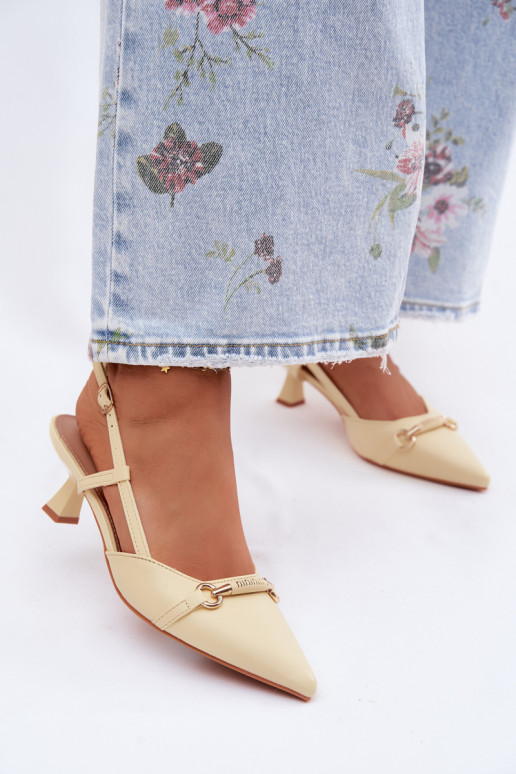 Damensandalen mit Absätzen Ze Szpiczastymi Noskami gelbe Farbe Felessa