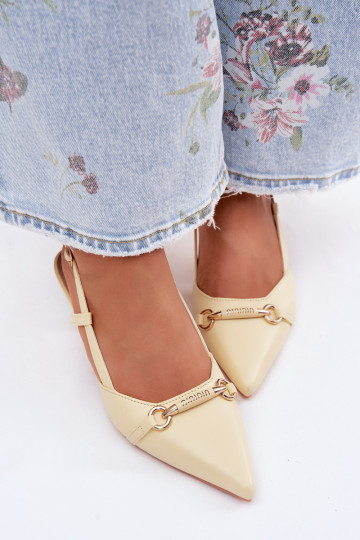 Damensandalen mit Absätzen Ze Szpiczastymi Noskami gelbe Farbe Felessa 2