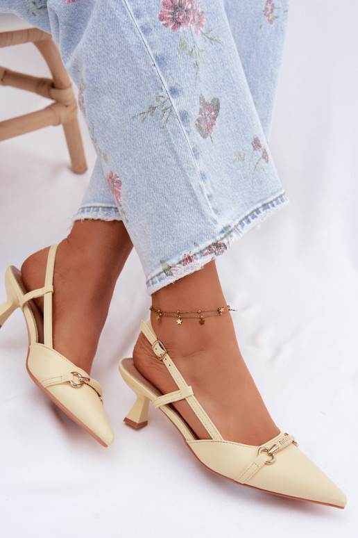 Damensandalen mit Absätzen Ze Szpiczastymi Noskami gelbe Farbe Felessa