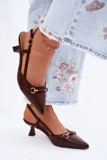 Damen Sandalen mit spitzen Absätzen in brauner Farbe Felessa