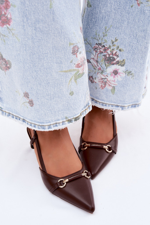 Damen Sandalen mit spitzen Absätzen in brauner Farbe Felessa