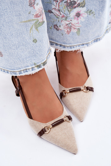 Damensandalen mit Absätzen Ze Szpiczastymi Noskami braun-Beige Felessa