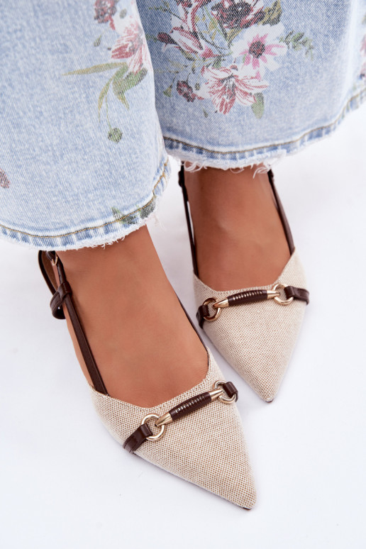 Damensandalen mit Absätzen Ze Szpiczastymi Noskami braun-Beige Felessa