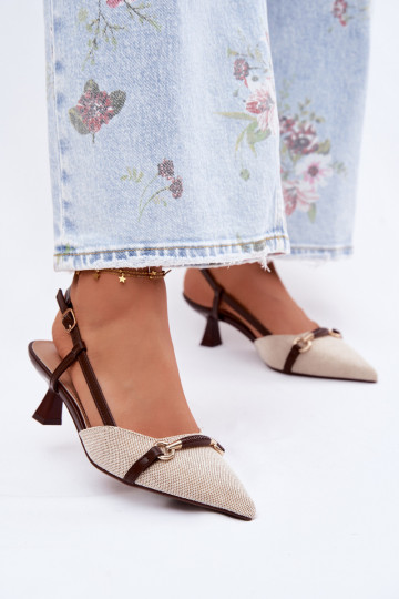 Damensandalen mit Absätzen Ze Szpiczastymi Noskami braun-Beige Felessa 2