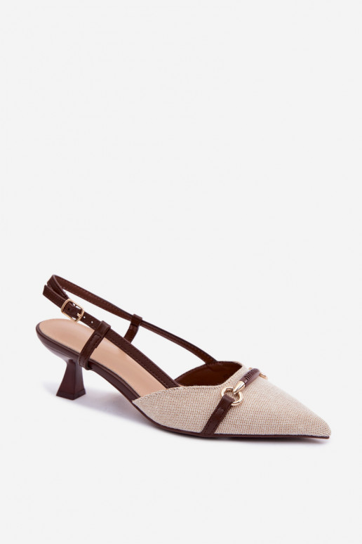 Damen Sandalen mit spitzen Absätzen in braun-beiger Farbe Felessa