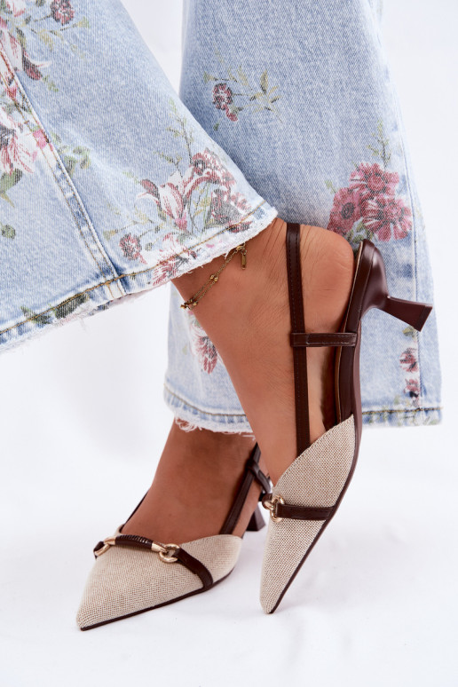 Damen Sandalen mit spitzen Absätzen in braun-beiger Farbe Felessa