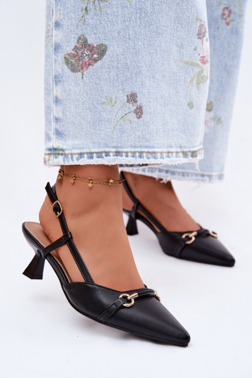 Damensandalen mit Absätzen Ze Szpiczastymi Noskami schZuarze Farbe Felessa