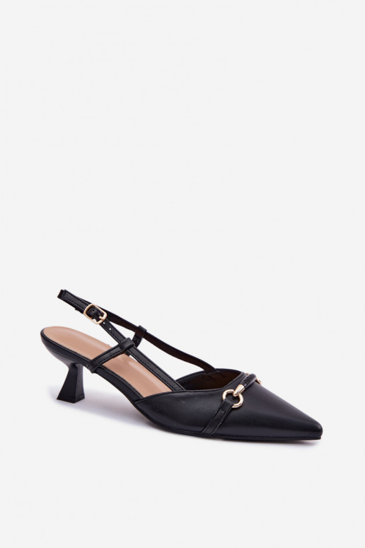 Damensandalen mit Absätzen Ze Szpiczastymi Noskami schZuarze Farbe Felessa