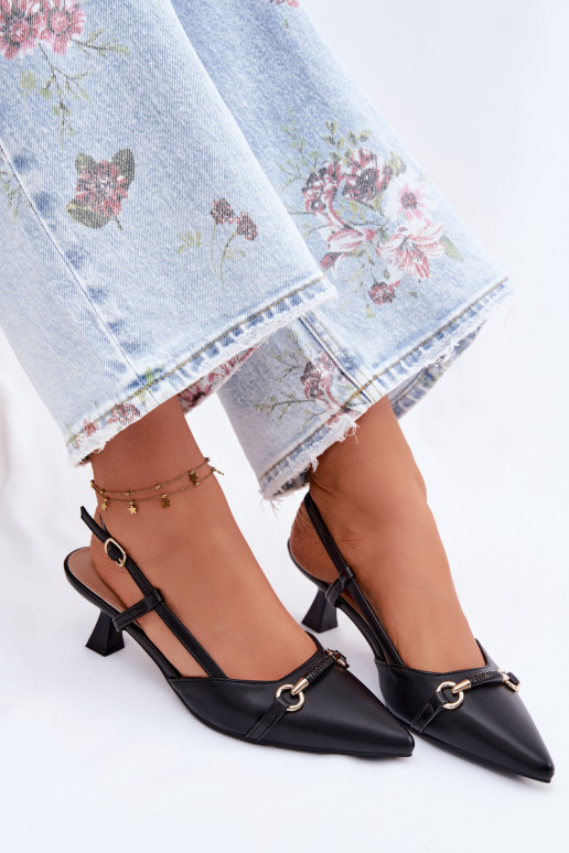 Damen Sandalen mit spitzen Absätzen in schwarzer Farbe Felessa
