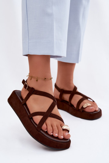 Sandalen mit einer Plattform Ze goldene Farbem Detalem CzekoladoZue Olmira 2