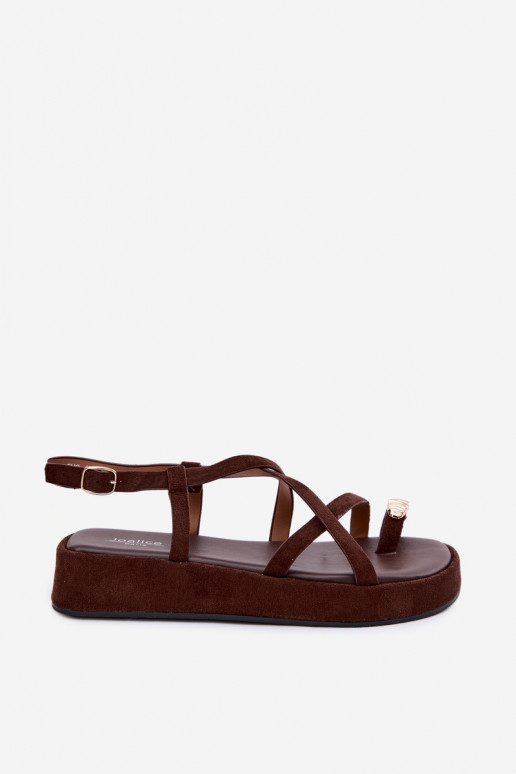 Sandalen mit Plattform und goldenen Details in Schokoladenfarbe Olmira