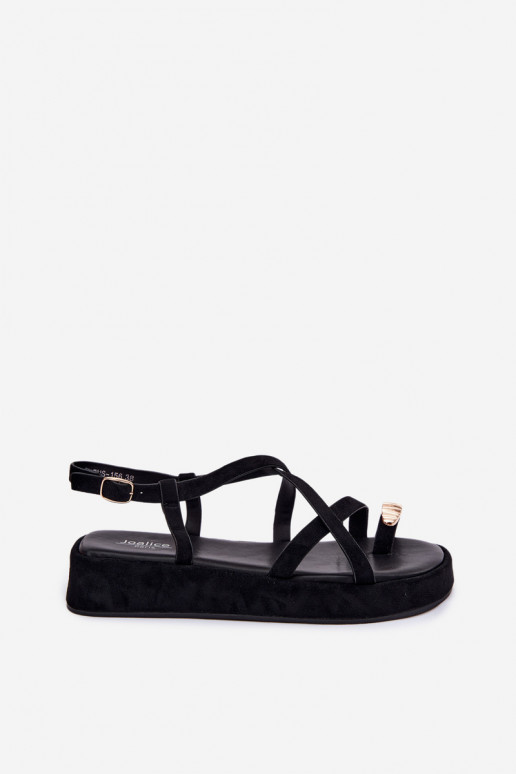 Sandalen mit Plattform und goldenen Details in schwarzer Farbe Olmira