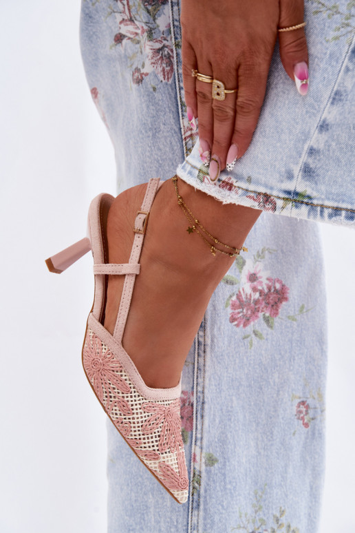 Hochhackige Sandalen mit Blumen in rosa Farbe Kelmira