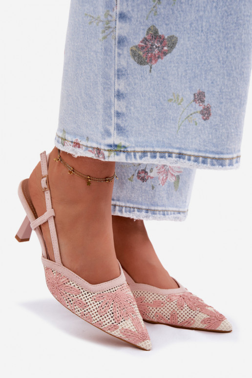 Hochhackige Sandalen mit Blumen in rosa Farbe Kelmira