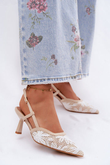 Sandalen mit hohen Absätzen mit Blumen Beige Kelmira 2