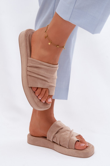 Damenhausschuhe Mit Rüschen Beige Gelmira