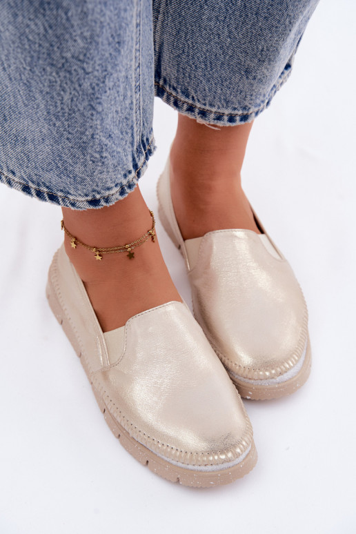 Feminin Schuhe Es mussciejka Ein überzeugendes Stilvollll Haut 03512-25 goldene Farbe Przecierany