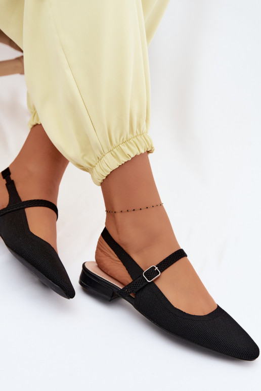 Schwarze Damenballettschuhe mit Riemchen Selrene
