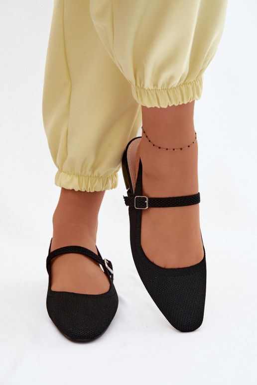 Schwarze Damenballettschuhe mit Riemchen Selrene