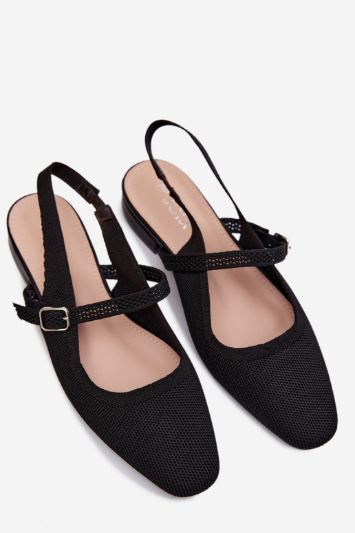 Schwarze Damenballettschuhe mit Riemchen Selrene
